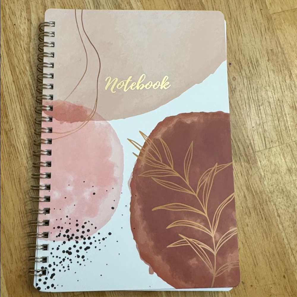 Spiral Notebook with Abstract Design - Pink and Brown